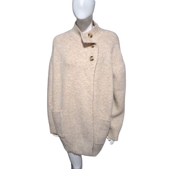 Zara Chunky Cozycore Women's sz M/L Ribbed Grungecore Oversized Button Cardigan - Picture 4 of 12